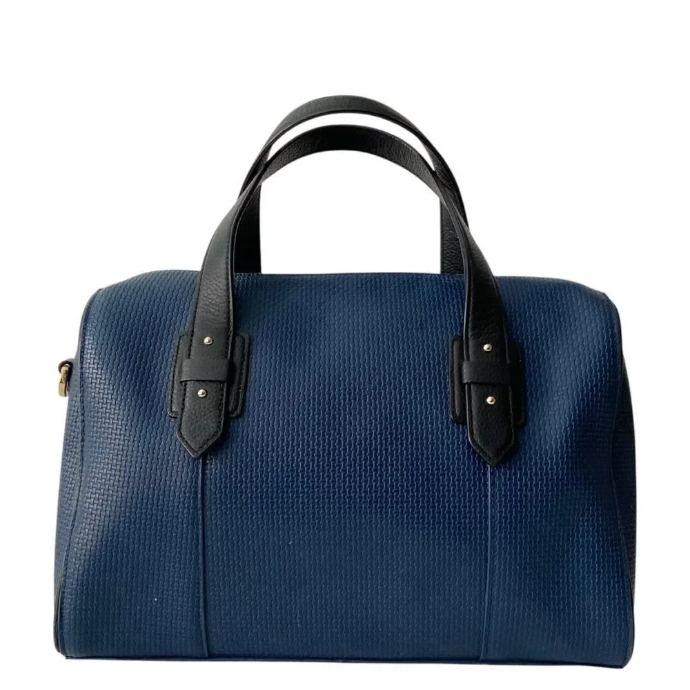 Vintage Cole Haan Blue Satchel/Crossbody with Black Trim & Gold Hardware in OS